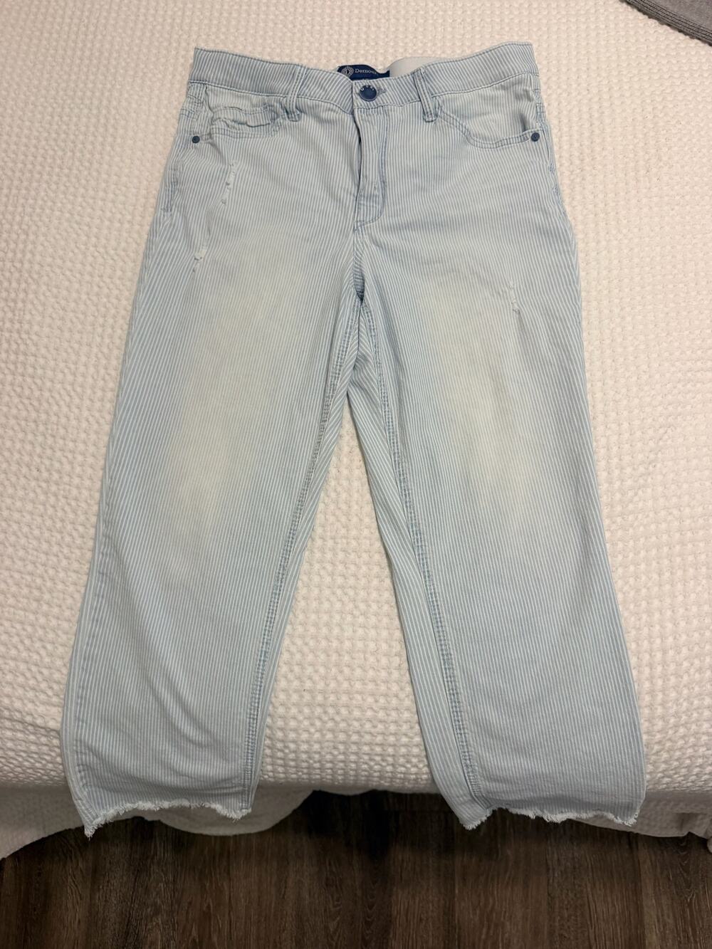 Democracy Size 12 Absolution striped frayed-hem cropped jeans - 13